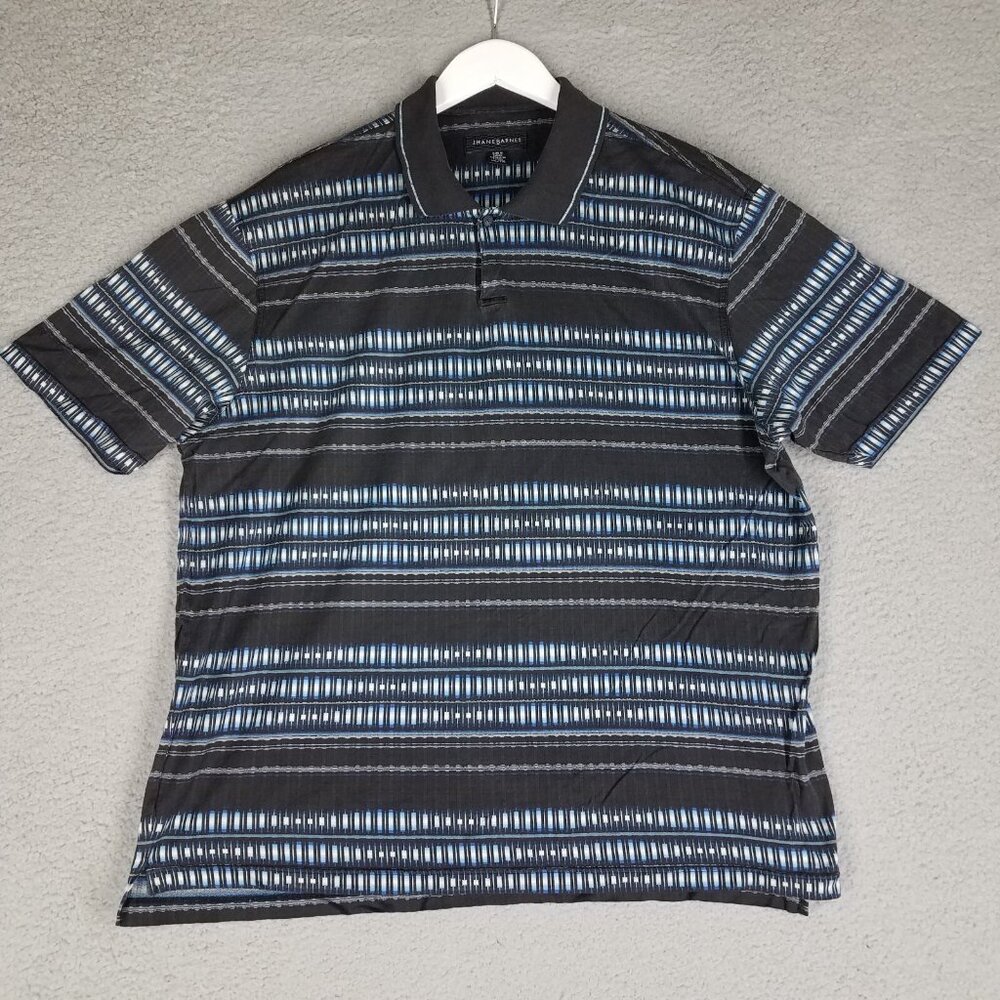 Jhane Barnes Polo Shirt Men's XXL Blue Black Office Golf Casual Cotton Travel
